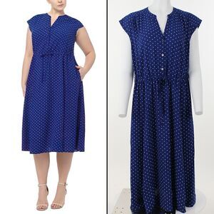 Anne Klein Plus Size Dot-Print Midi Dress